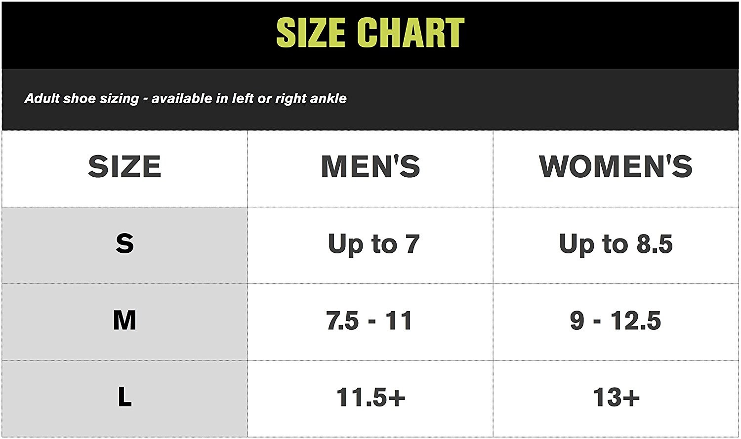 Aso Ankle Stabilizer Size Chart