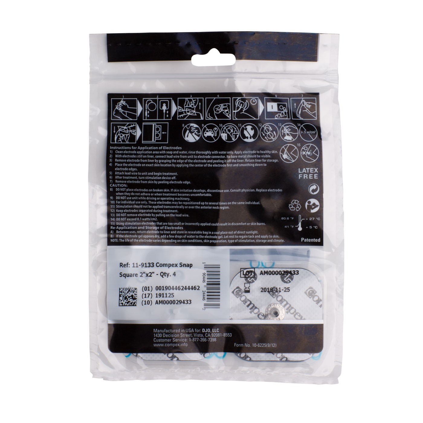 Compex Easy Snap Electrodes 2in X 4in for Edge Performance Sport Elite Wirele for sale online