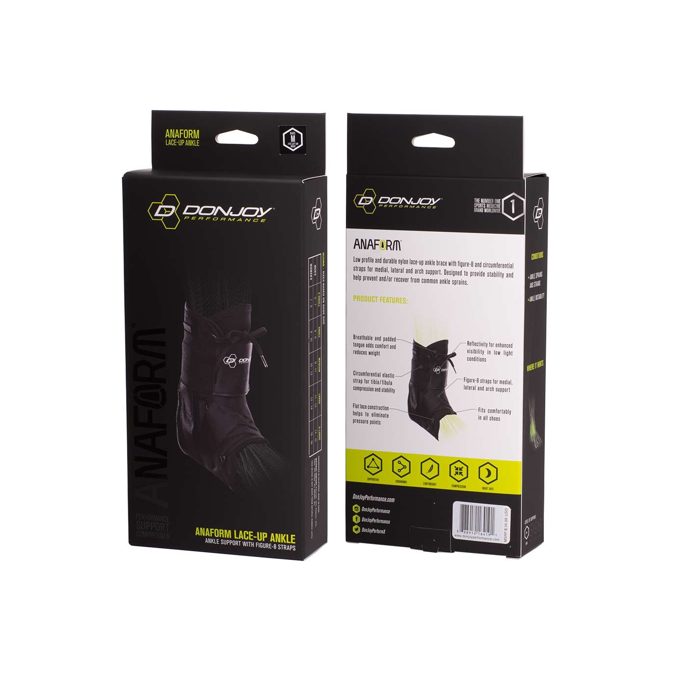 DonJoy Performance Anaform LaceUp Ankle Brace w/ Wraps