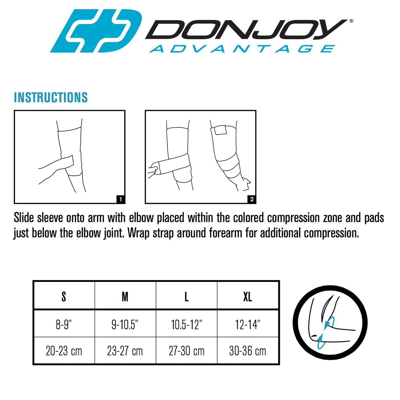 DonJoy Advantage Deluxe Elastic Elbow Sleeve with Strap