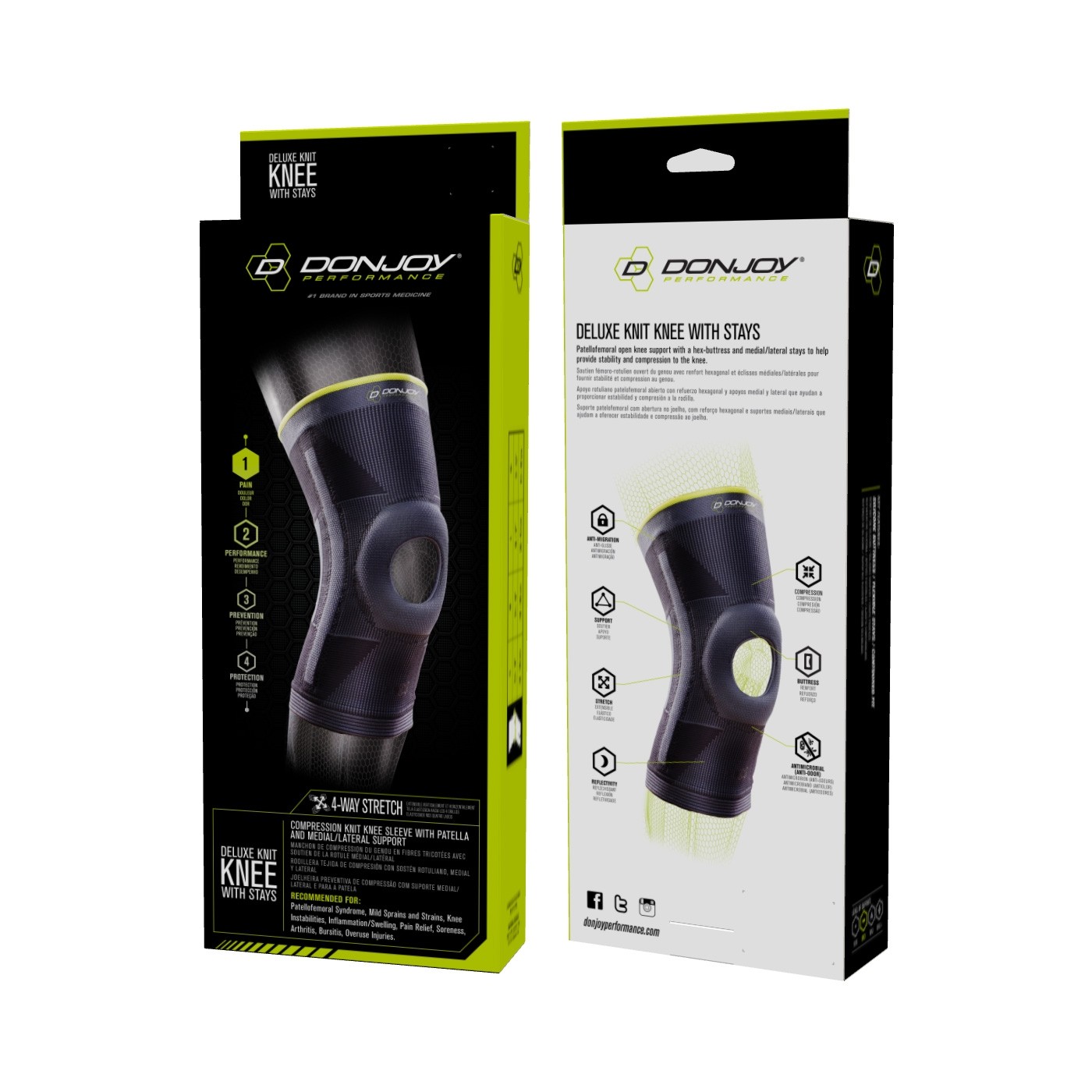 DonJoy Performance Deluxe Knit Knee Sleeve Brace with Stays