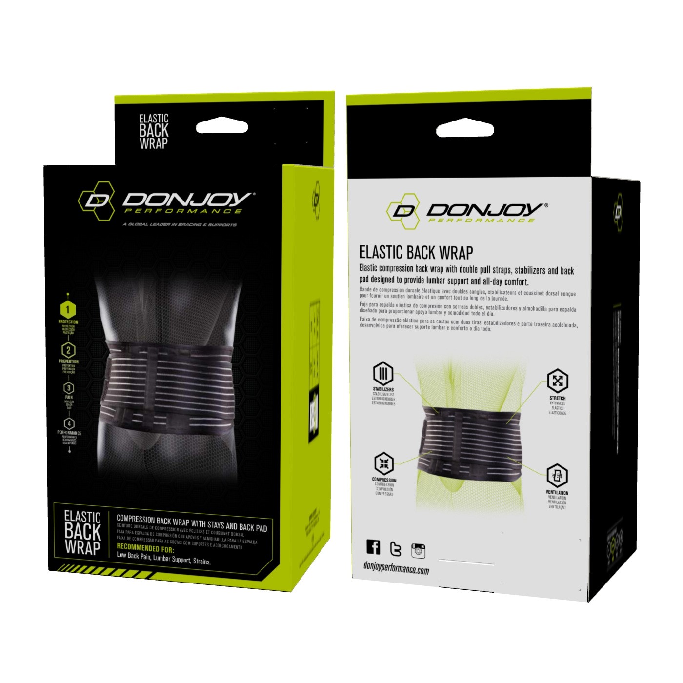DonJoy Performance Elastic Back Compression Wrap Low Back Pain Support