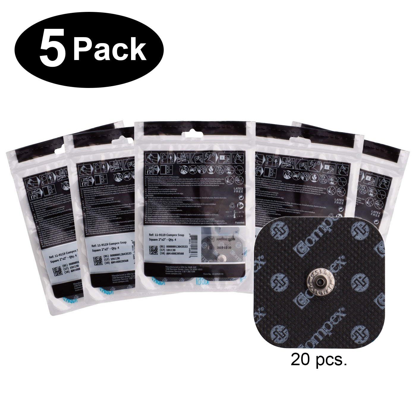 Compex Easy Snap Electrodes - 2" x 2"