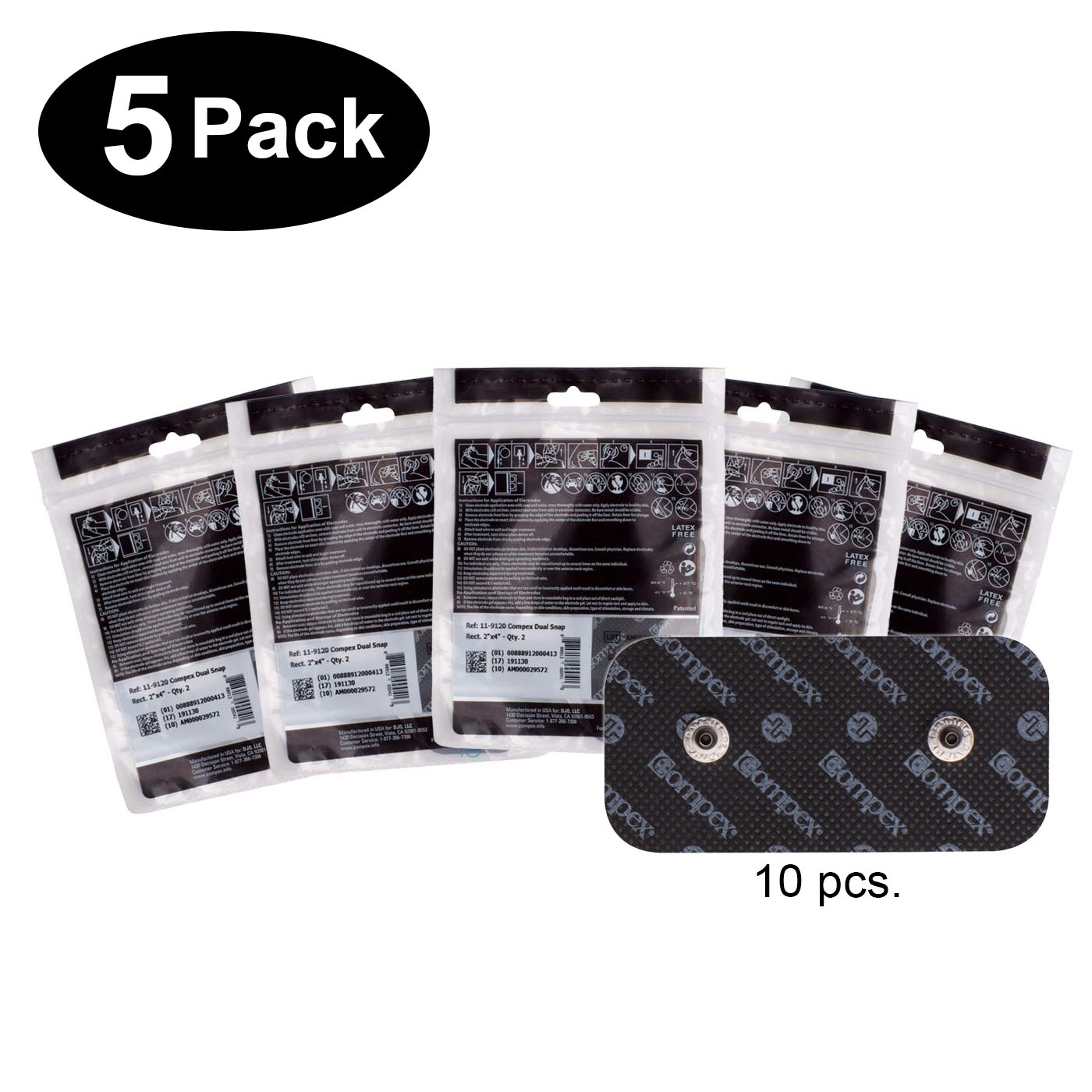 Compex Easy Snap Electrodes - 2" x 4"