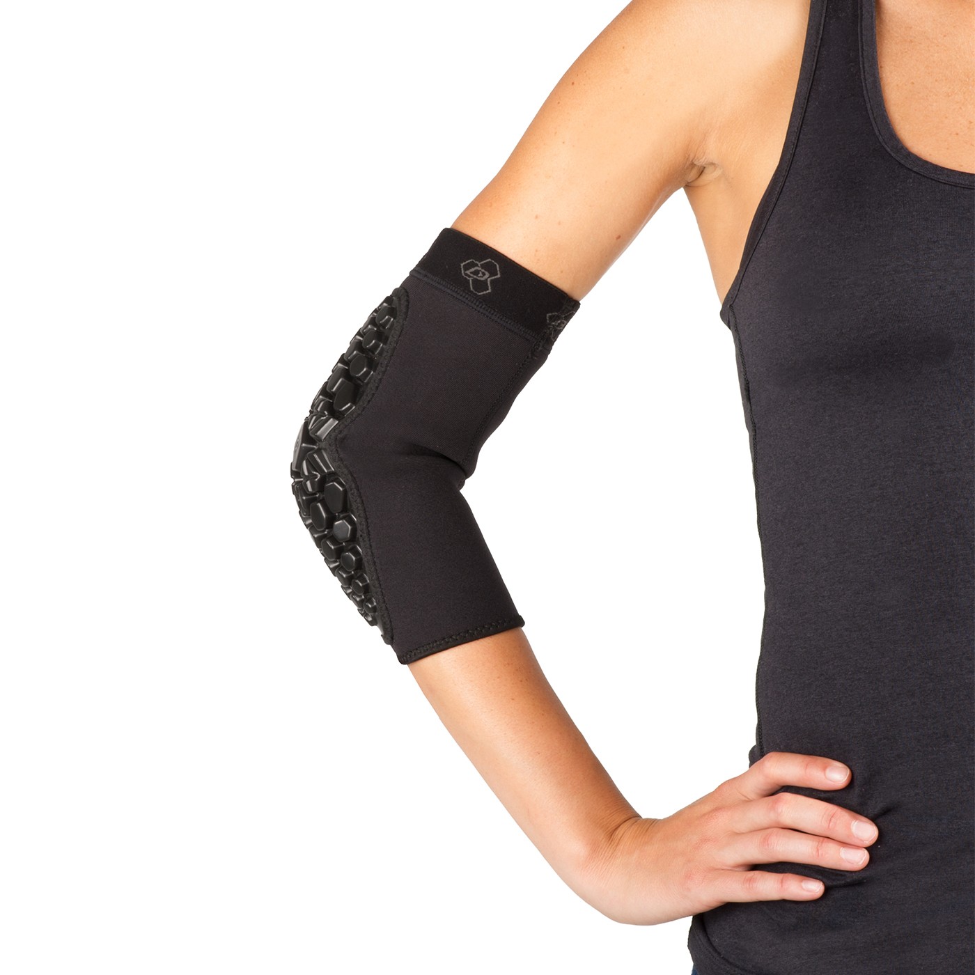 Defender Elbow Pad On Body Black - Front