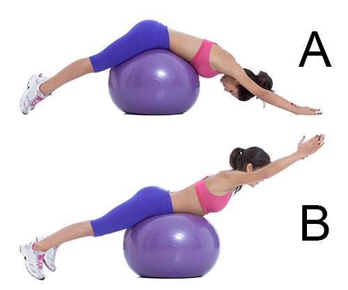 back extension exercise on stability ball