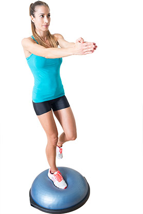 bosu ball single-leg jump and balance exercise