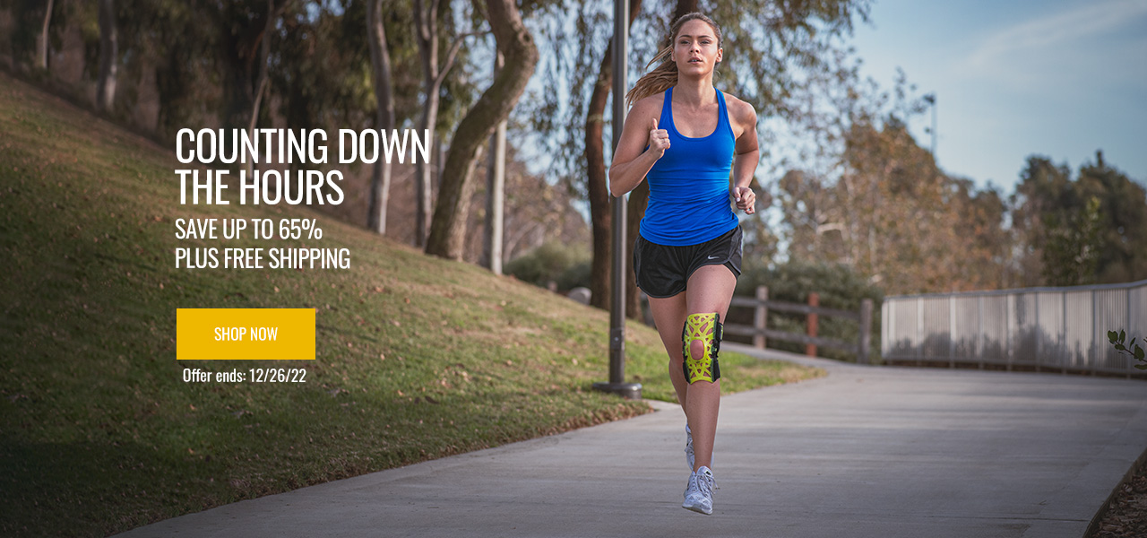  Counting Down the Hours - Save up to 65% + Free Shipping - Runner in park wearing knee support